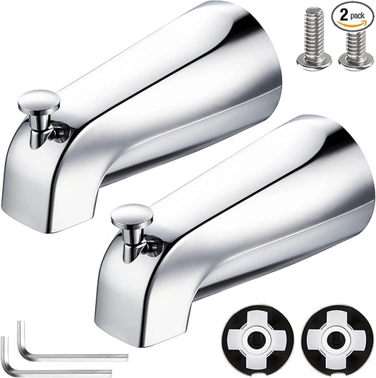 Enhon Slip on Tub Spout with Diverter, Compatible with American Standard 8888026.002 Tub Spout, Bathroom Bathtub Faucet, Fits 1/2" Copper Water Tube(5/8" Dia), 5/32" Hex Wrench(Chrome,2)