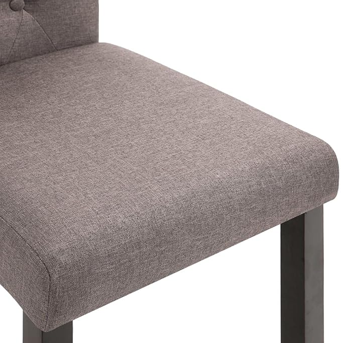 Set of 2 Taupe Fabric Dining Chairs with Solid Rubber Wood Frame Ergonomic Support Comfortable Seating for Dining Room Kitchen and Home Decor