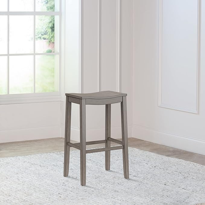 Hillsdale Furniture Fiddler Backless Saddle Bar Stool, Aged Gray