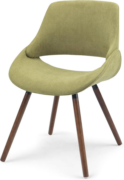 SIMPLIHOME Malden Dining Chairs - Upholstered Bentwood Frame and Woven Fabric Kitchen Chair in Acid Green, Modern Dining Room Seating with Curved Contoured Back, Walnut Veneer Legs and Padded Seat