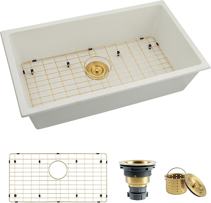 White Kitchen Sink,Granite Composite Undermount Kitchen Sink,Single Bowl Drop In Kitchen Sinks (31" X 18")