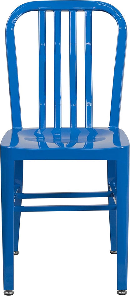 Flash Furniture Gael Commercial Grade 2 Pack Blue Metal Indoor-Outdoor Chair
