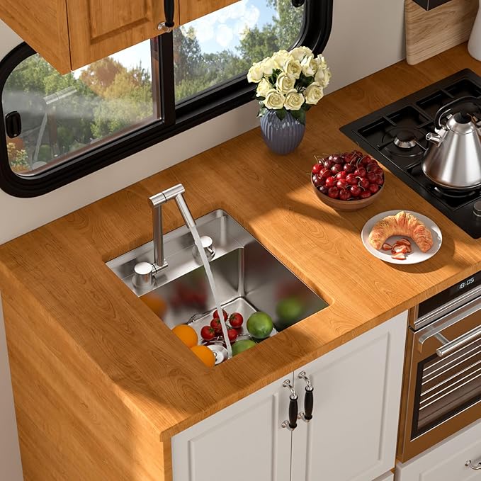 13 Inch Outdoor Kitchen Sink With Faucet and Cover - Beslend 13x15x9 Undermount Kitchen Bar Sink Workstation 16 Gauge Stainless Steel Single Bowl Small Sinks Under Counter Indoor Outdoor