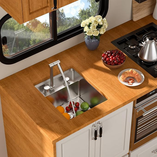 13 Inch Outdoor Kitchen Sink With Faucet and Cover - Beslend 13x15x9 Undermount Kitchen Bar Sink Workstation 16 Gauge Stainless Steel Single Bowl Small Sinks Under Counter Indoor Outdoor