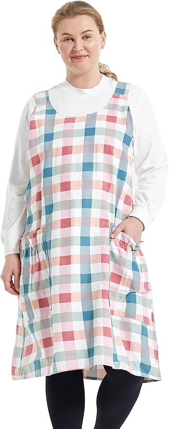 Big Plus Size Aprons for Women with Pockets Cotton Linen Baking Kitchen Cooking