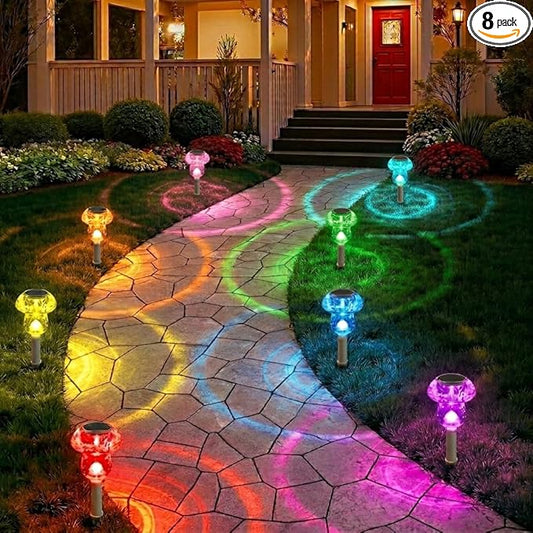 Benany Solar Lights Outdoor, 8 Pack Mushroom Lights Outside Waterproof, Solar Powered LED Lighting for Garden, Yard, Landscape, Path, Pathway, Lawn, Walkway, Driveway, Backyard Decor (Color Changing)