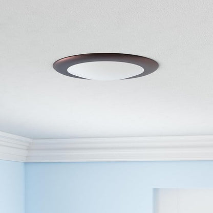 ECOELER 6 Inch Dimmable LED Disk Light, Round Flush Mount Recessed Retrofit Downlight, 16.5W 1000Lm, 3000K Warm White, Aluminum Baffle Bronze Trim, ETL & FCC Listed, 10 Pack