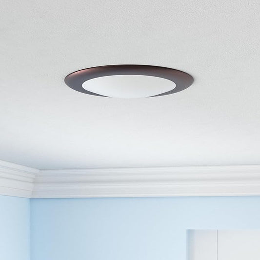 ECOELER 6 Inch Dimmable LED Disk Light, Round Flush Mount Recessed Retrofit Downlight, 16.5W 1000Lm, 3000K Warm White, Aluminum Baffle Bronze Trim, ETL & FCC Listed, 10 Pack