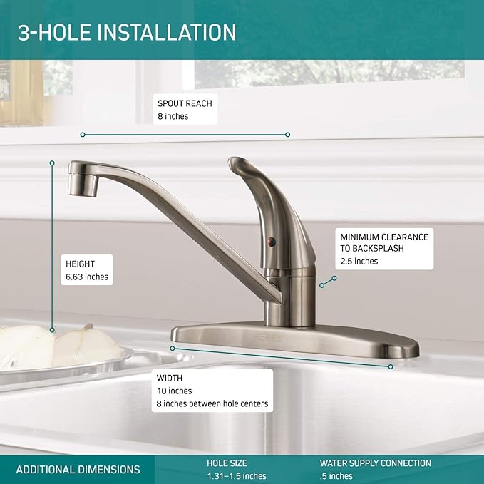 Peerless Single-Handle Kitchen Sink Faucet, Stainless P110LF-SS