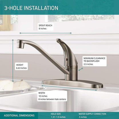 Peerless Single-Handle Kitchen Sink Faucet, Stainless P110LF-SS
