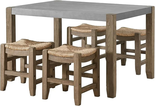 Alaterre Furniture Newport Dining Table Set, Concrete Gray