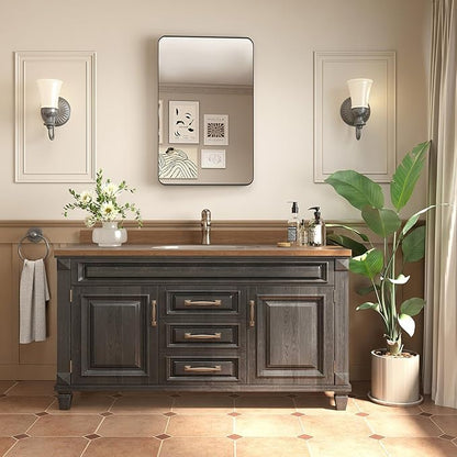16x27.5 Medicine Cabinet with Mirror, Fully Assembled Recessed or Wall-Mounted Bathroom Mirrored Cabinet with Adjustable Storage Shelves for Vanity, Metal, Black