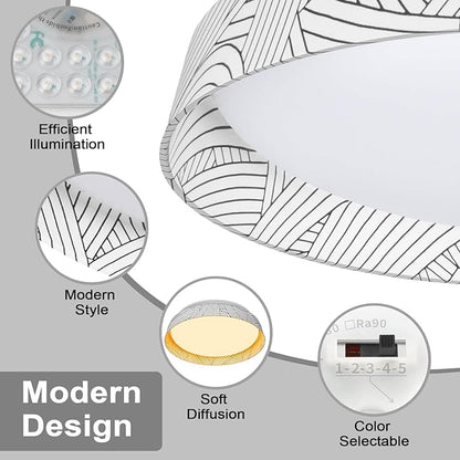 VIPMOON 13"/36W Flush Mount LED Ceiling Light, Super Bright 3000K-6000K 5CCT Energy Saving LED Light Fixture for Bathroom Office Garage Kitchen Hallway Balcony Study Room Porch Stairwell Laundry Room