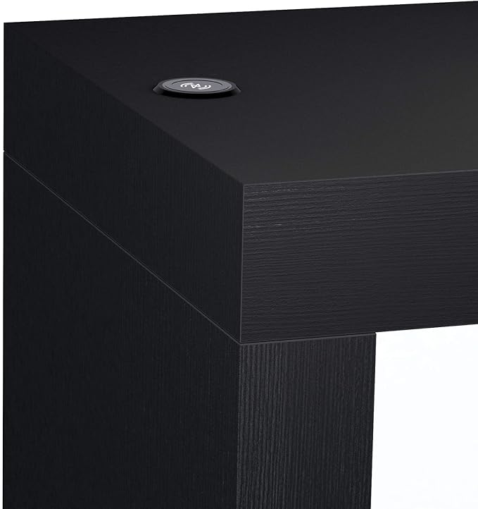Mobili Fiver, Evolution Dining Table 70.9 x 23.6 in, with Wireless Charger, Ashwood Black with Two Legs, Made in Italy