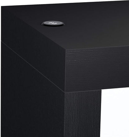 Mobili Fiver, Evolution Dining Table 70.9 x 23.6 in, with Wireless Charger, Ashwood Black with Two Legs, Made in Italy