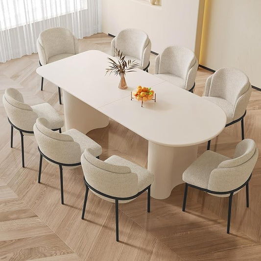 Dining Table Set for 8, Modern Kitchen Table with 8 Chairs, Dining Room Table Set for Kitchen,Dining Room,Home & Office (70.86" White Table with 8 Chairs)