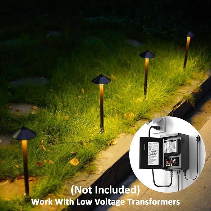 Pathway Lights 2PK Low Voltage Outdoor Landscape Lighting 10W 25 Lumen 2700K 12V AC Path Lights Warm White Light with Bulb Connector Spike Stake for Garden Yard Driveway Lawn