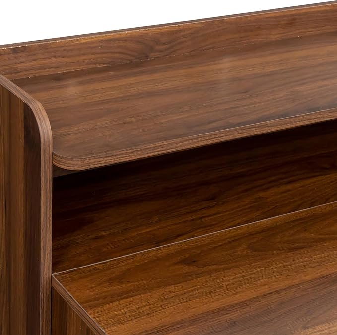 Pvillez Walnut Extendable Dining Room Table, 98.43" Expandable Dining Table with Storage Shelf, Rectangle Farmhouse Kitchen Table Extendable Wood Console Table Convertible Long Dining Table for 6 8 10