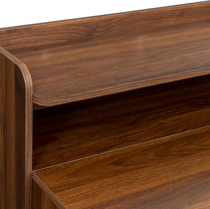 Pvillez Walnut Extendable Dining Room Table, 98.43" Expandable Dining Table with Storage Shelf, Rectangle Farmhouse Kitchen Table Extendable Wood Console Table Convertible Long Dining Table for 6 8 10