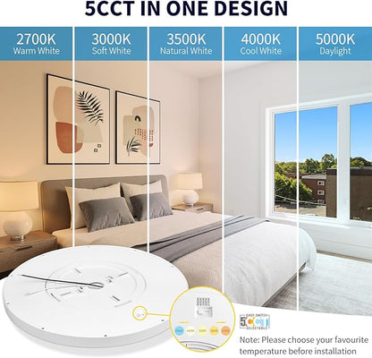 mw 4 Pack 16 Inch Flush Mount Ceiling Light, 30W, 5CCT 2700K/3000K/3500K/4000K/5000K, Dimmable Ultra Slim Modern LED Ceiling Light, Damp Location for Bedroom, Kitchen, Laundry Room, ETL Listed