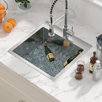 Sarlai 18 Drop Bar Sink Stainless Steel - 18 x 18 Inch Bar Prep Sink Square Topmount Stainless Steel 16 Gauge Deep Single Bowl Over Counter RV Camper Wet Bar Prep Kitchen Sink