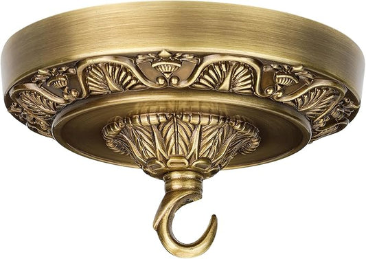 5.5 inches Brass Chandelier Canopy, Antique Brass Finish Canopy Kit for Pendant Light, Hanging Fixture, Mounting Plate Cover Replacement (Ring Style)