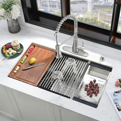 31 Undermount Kitchen Sink Double Bowl-iAnomla 31 x19 Inch Stainless Steel Undermount Sink Workstation 16 Gauge 50/50 Low Divide Double Bowl Kitchen Sinks with Cutting Board