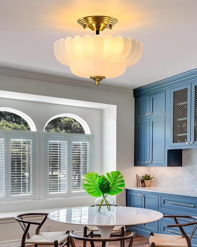 3-Light Ceiling Fixture Semi-Recessed Ceiling Light Frosted Glass Modern Lighting Ideal for Hallways, Bedrooms, Kitchens, Entryways, and Study Rooms Perfect Choice for Small Spaces