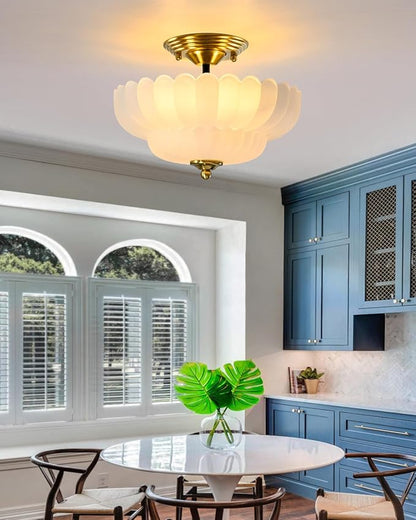 3-Light Ceiling Fixture Semi-Recessed Ceiling Light Frosted Glass Modern Lighting Ideal for Hallways, Bedrooms, Kitchens, Entryways, and Study Rooms Perfect Choice for Small Spaces