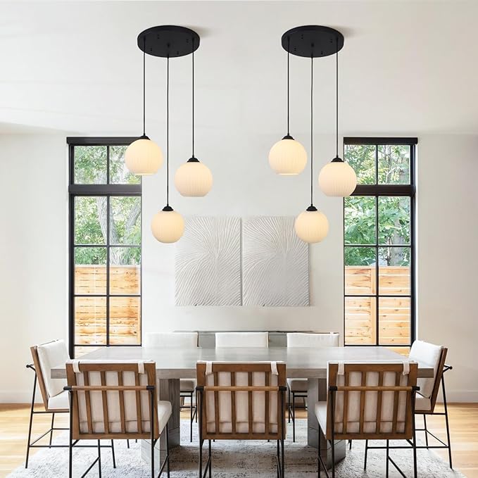 3 Light Globe Cluster Chandelier Black Cluster Pendant Light Milk Glass Chandelier Light Fixture 3 Pendant Light Fixtures Ceiling Hanging Modern Kitchen Pendant Lighting