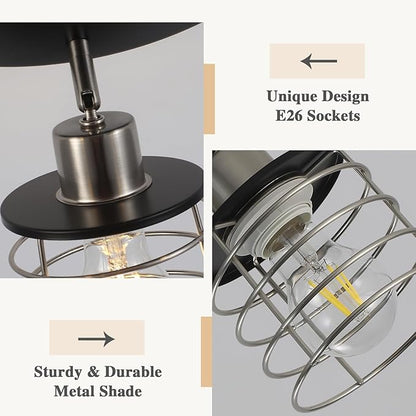 Brushed Nickel Kitchen Light Fixture Ceiling Mount, Semi Flush Mount Ceiling Light, Multi-Directional Track Ceiling Lighting for Kitchen Farmhouse Hallway Dining Room Entryway (Black & Brushed Nickel)