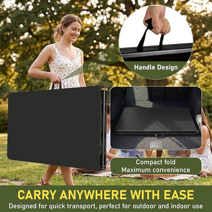 BestOffice 8 FT Picnic Table Plastic Camping Table Portable Square Height Folding Table Perfect for Picnics, Parties, Party and Camping, Black