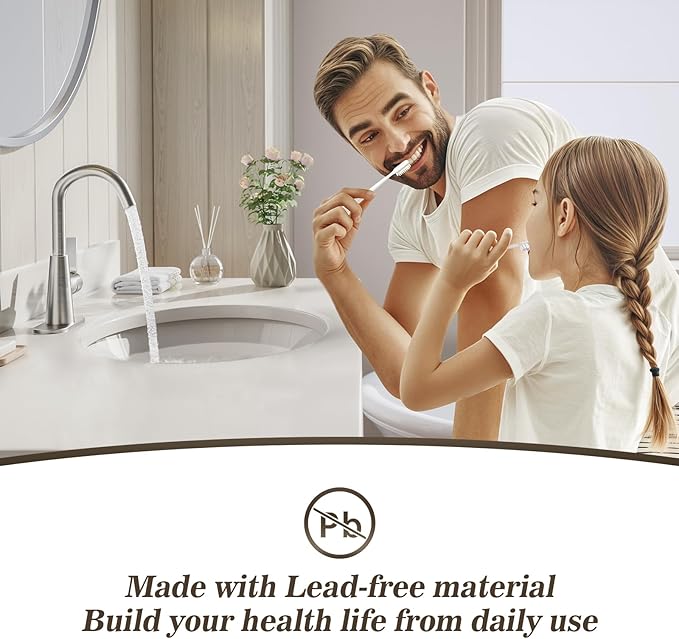 Phiestina Single Hole Brushed Nickel Bathroom Sink Faucet/Bar Sink/Pre-Kitchen Sink Faucet with 4 Inch Deck Plate,Drain and Supply Hoses, WE10-BN