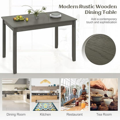 Giantex Dining Table for 4 People, 48” x 29” Kitchen Table with Wood Legs, Rectangular Dinner Tables for Small Space, Apartment, Living Room, Dinette, Load 330 Lbs, Dining Room, Grey