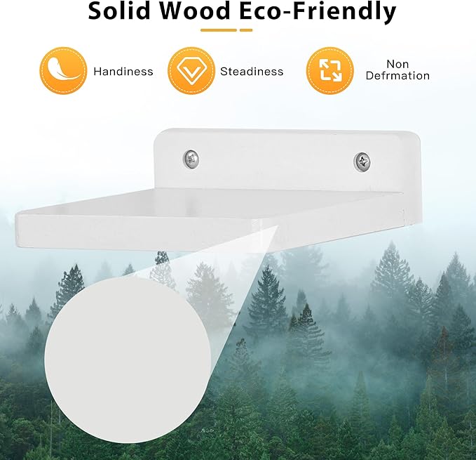 Small Floating Shelf,5x5 Inch Display Ledges for Wall,Set of 3 Mini Shelves,Rustic Wood Shelf for Bedroom Living Room Bathroom Kitchen -Rustic White
