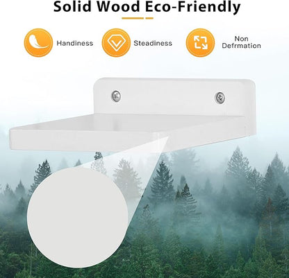 Small Floating Shelf,5x5 Inch Display Ledges for Wall,Set of 3 Mini Shelves,Rustic Wood Shelf for Bedroom Living Room Bathroom Kitchen -Rustic White