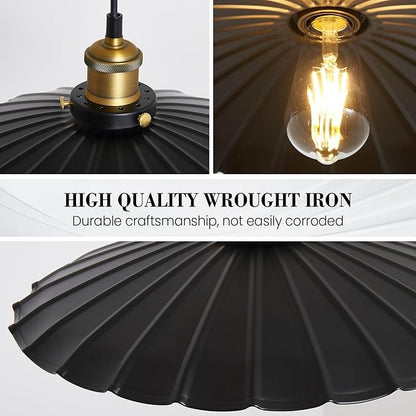 Plug in Pendant Lights for Ceiling,15.7 Inch Retro Black Metal Shade Plug in Hanging Lamp On/Off Switch Dining Room Hallway Hanging Pendant Light for Farmhouse