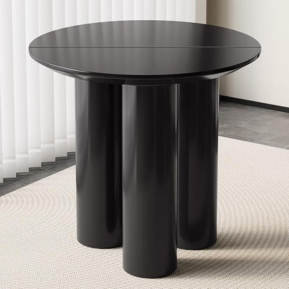 Miuuod 29.92" Black Round Dining Table with Three Stable Legs, Single Side Table for Living Room,Space Saving Coffee Table for 1-4 People，Kitchen Table,