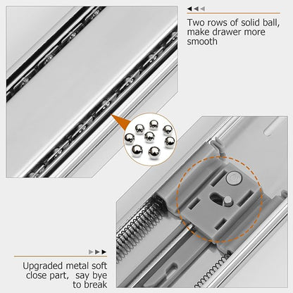 LONTAN Soft Close Drawer Slides 22 Inch Side Mount Heavy Duty Cabinet Drawer Glides 10 Pairs - Ball Bearing Full Extension Kitchen Cabinet Rails 100 LB Capacity