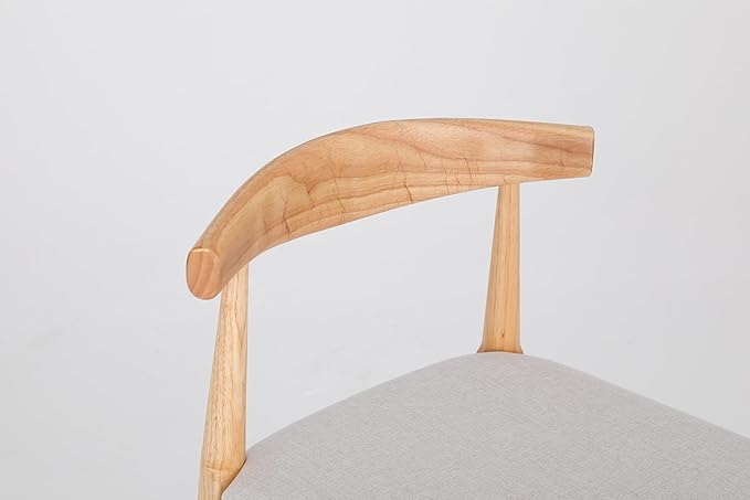 Modern Dining Chairs,Mid-Century Rubberwood Bar Stools(Set of 2),Solid Wood Legs Upholstered Solid Chair,Kitchen Island Counter Height,Applicable to Bedroom,Living Room,Outdoor Lounge,Patio,Beige