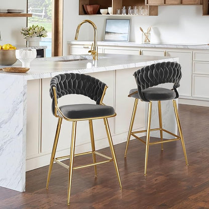 Modern Dining Chair with Ergonomic Design & Plush Upholstered Seat for Kitchen Island, Bar, Dining Room & Living Room Sets - Sturdy Stable & Easy Assembly,Black-Metal-Setof2