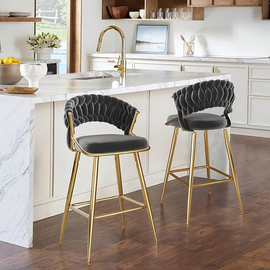 Modern Dining Chair with Ergonomic Design & Plush Upholstered Seat for Kitchen Island, Bar, Dining Room & Living Room Sets - Sturdy Stable & Easy Assembly,Black-Metal-Setof2
