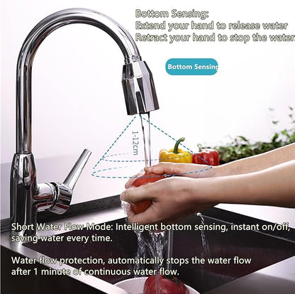 Smart Touchless Faucet Adapter, 2024 New Updated Automatic Sensor Faucet Adapter, Touchless Bathroom Faucet, Sensor Water Saving Faucet Adapter with Revolutional Bubbler, Splash Prevention (2SETS)