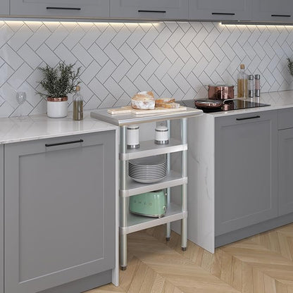 AmGood Stainless Steel Work Table with 3 Shelves | Kitchen Island Food Prep | Laundry Garage Utility Bench | NSF Certified (24" Long x 14" Deep)