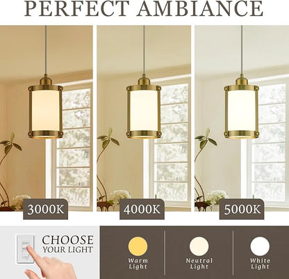 Brushed Gold Pendant Lights Kitchen Island, 1-Light Modern Brass Mini Hanging Light Fixtures with Milk Glass, Farmhouse Kitchen Pendant Lighting Over Island for Sink, OS-3014-1PBGW