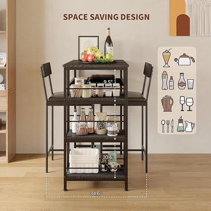 Garvee Dining Table Set for 2, Square Table and 2 Chairs Space Saving Compact Dinette Set for Small Spaces Kitchen Dining Room Apartment Breakfast Nook 29.1 x 29.1 x 30 in Black