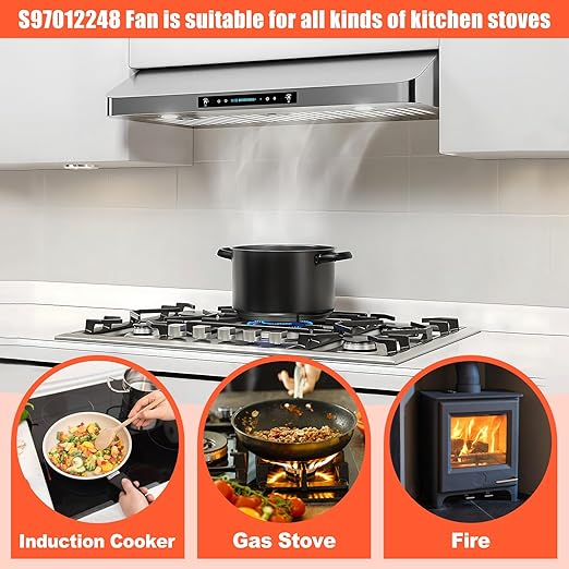 S97012248 97012248 Range Hood Fan Motor Compatible with B-roan Nu-Tone Stove Range Hood 97012248 BP17 Fan Motor Replaces ER97012248 AP4527731 97012248 99080492,1172615, 97005161, 97011218, 97015415