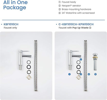 KIBI KBF1010 Solid Brass Single Handle Single Hole Circular X Faucet for Bathroom Sink | High Arc Faucet Spout | Chrome Finish | Corrosion and Rust Resistant