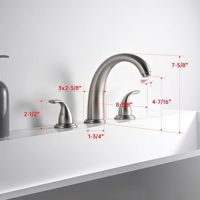 SUMERAIN Classic Roman Bathtub Faucet Brushed Nickel Tub Faucet 3 Hole 2 Handle, Valve Included