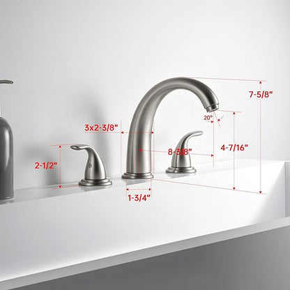 SUMERAIN Classic Roman Bathtub Faucet Brushed Nickel Tub Faucet 3 Hole 2 Handle, Valve Included